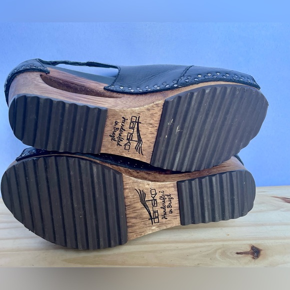 Dansko Sable Black Wedge Sandals Size 37 /US 6.5 or 7, Leather, Handcrafted $220 - Picture 12 of 16